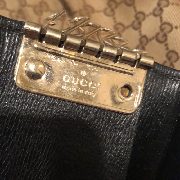 Gucci Square "G" Logo Black Leather Card/KEYS Walet Pouch Case - Picture 3 of 16